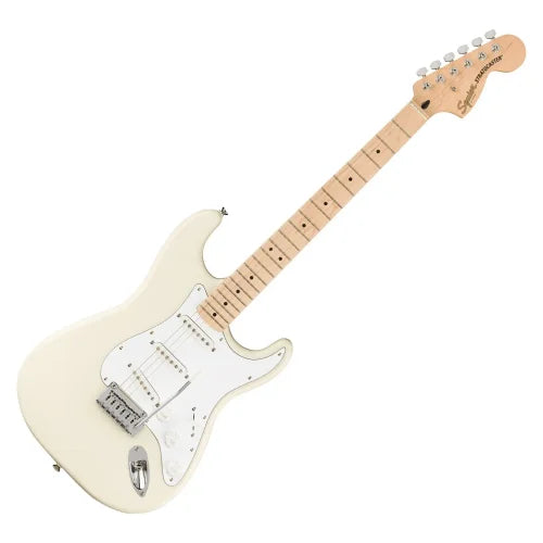 Fender Squier Affinity Series Stratocaster Electric Guitar – Olympic White with Maple Fingerboard