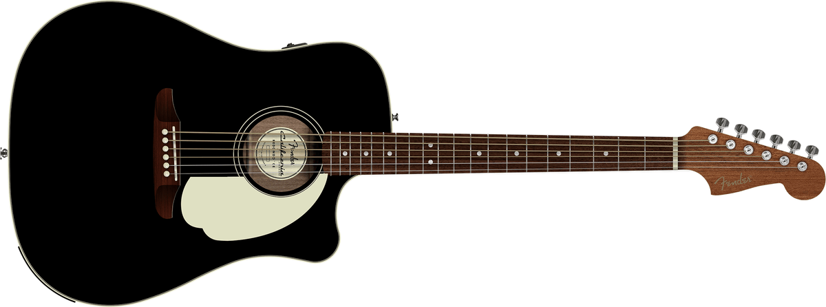 Fender California Standard Redondo CE, Spruce Top, Ivory Pickguard, Black