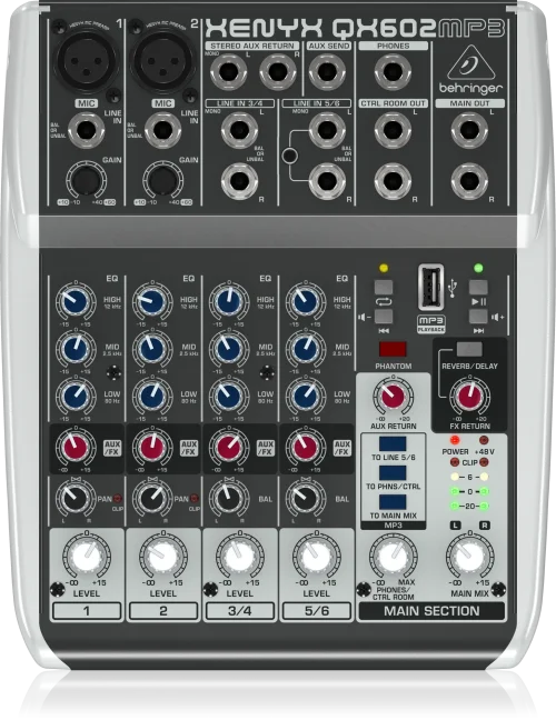 Behringer Xenyx QX602MP3 Mixer with USB MP3 Playback