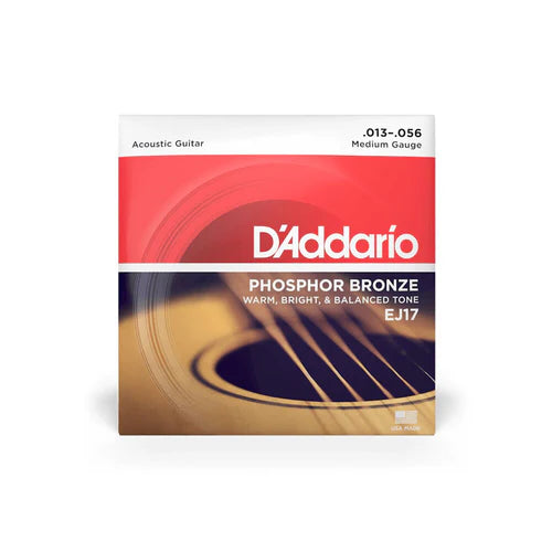 D'Addario EJ17 Acoustic Guitar Strings – Phosphor Bronze Medium 13-56