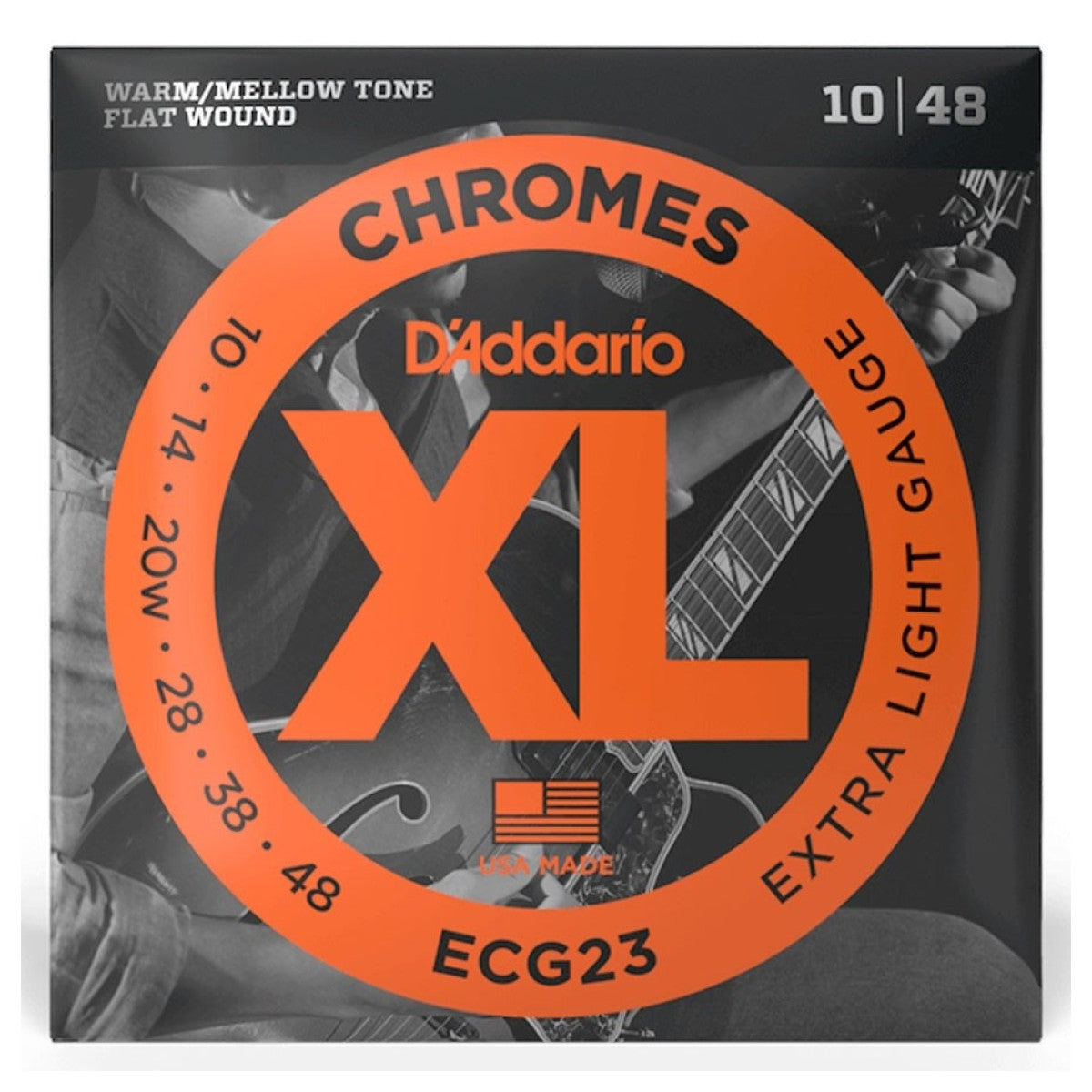 D'Addario ECG23 Electric Guitar Strings – Chromes Flatwound Extra Light 10-48