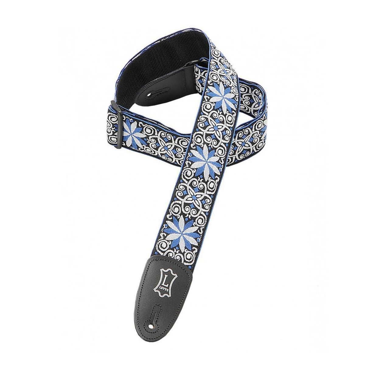 Levy's M8HT 2-inch Jacquard Weave '60s Hootenanny Guitar Strap - Blue and White Floral