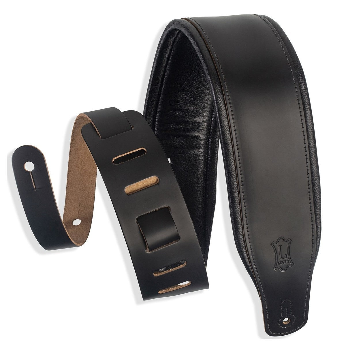 Levy's M26PD-BLK 3 inch Top Grain Leather Strap - Black
