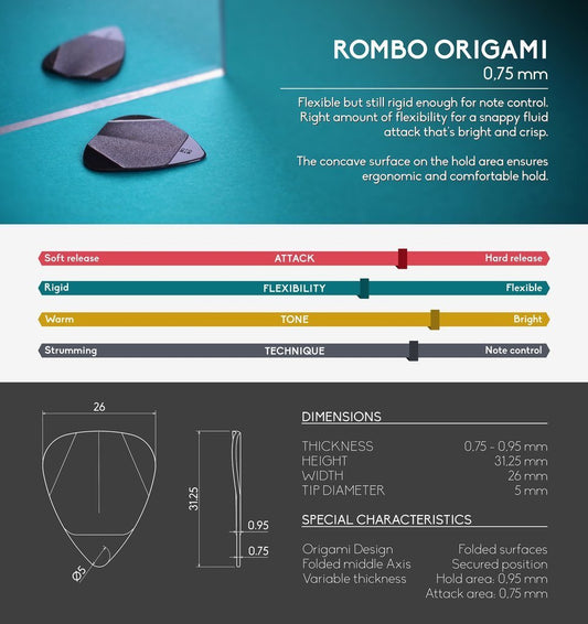 ROMBO Origami Guitar Pick Set (4 guitar picks)