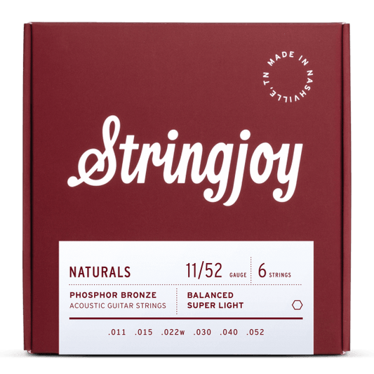 Stringjoy Naturals | Super Light Gauge (11-52) Phosphor Bronze Acoustic Guitar Strings