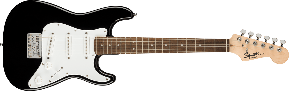 Fender Squier Mini Stratocaster, Laurel Fingerboard, White Pickguard, Black