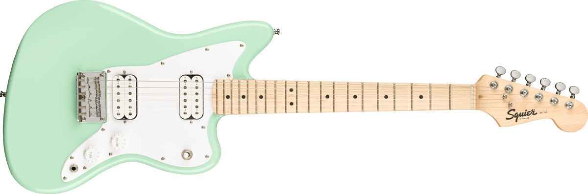 Fender Squier Mini Jazzmaster HH, Maple Fingerboard, White Pickguard, Surf Green
