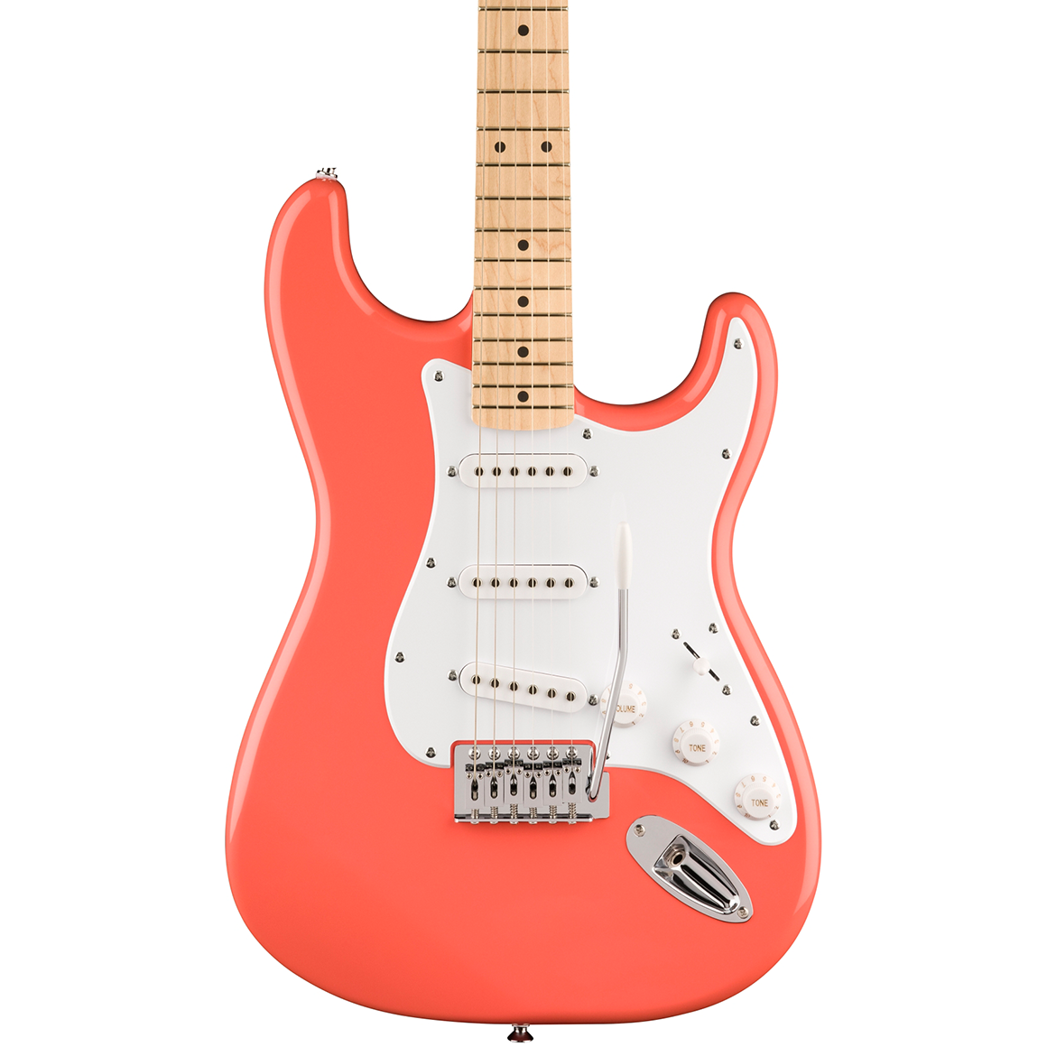 Fender Squier Sonic Stratocaster, FSR Maple Fingerboard, White Pickguard, Tahitian Coral