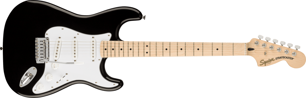 Fender Squier Affinity Series Stratocaster, Maple Fingerboard, White Pickguard, Black
