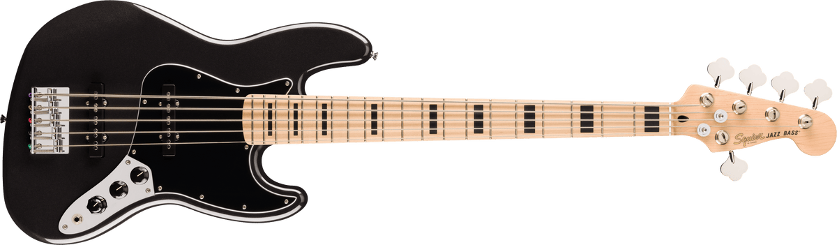 Fender Squier Affinity Series Active Jazz Bass V, Maple Fingerboard, Black Pickguard, Black Metallic