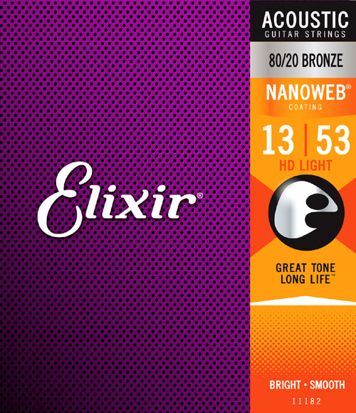 Elixir Nanoweb 80/20 Bronze HD Light 13-53 acoustic strings