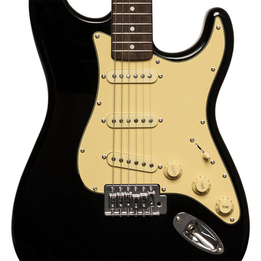 Stagg SES30 BK - Standard “S” Electric Guitar (Black) | Stagg Guitar for Beginners, Students & Stage