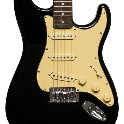 Stagg SES30 BK - Standard “S” Electric Guitar (Black) | Stagg Guitar for Beginners, Students & Stage