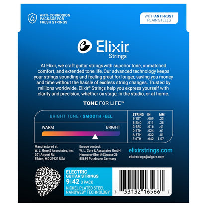 Elixir Nanoweb 9-42 3-pack