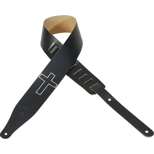 Levy’s M17CHC Chrome-Tan Leather Guitar Strap – Black