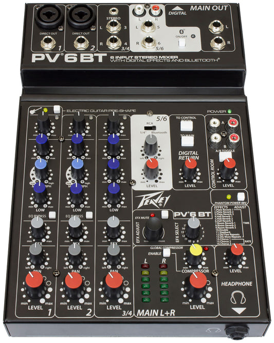 Peavey PV® 6 BT 6 Channel Compact Mixer with Bluetooth