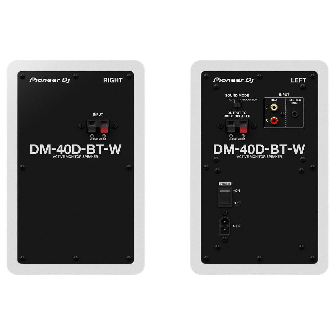 Pioneer DJ DM-40D-BT-W 4” White Desktop Monitors-Bluetooth(Pair)