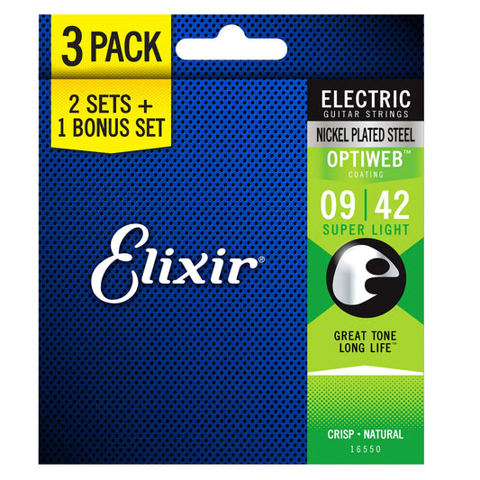 Elixir Optiweb Super Light 9-42 3-pack
