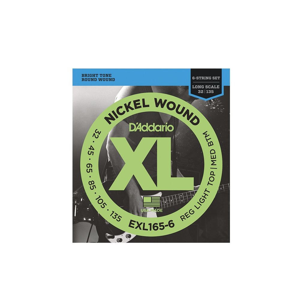 D'Addario EXL165-6 Bass Strings 6-String – Regular Light Top/Medium Bottom 32-135