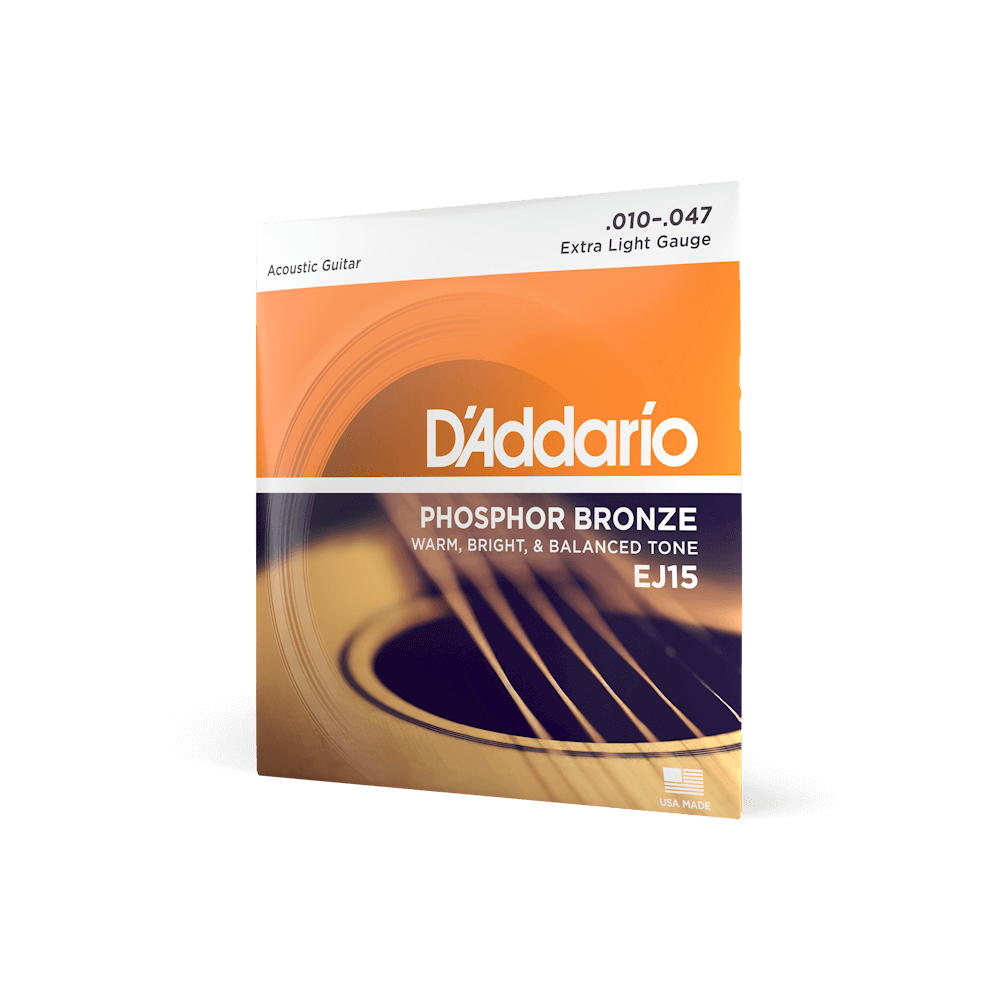 D'Addario EJ15 Acoustic Guitar Strings – Phosphor Bronze Extra Light 10-47