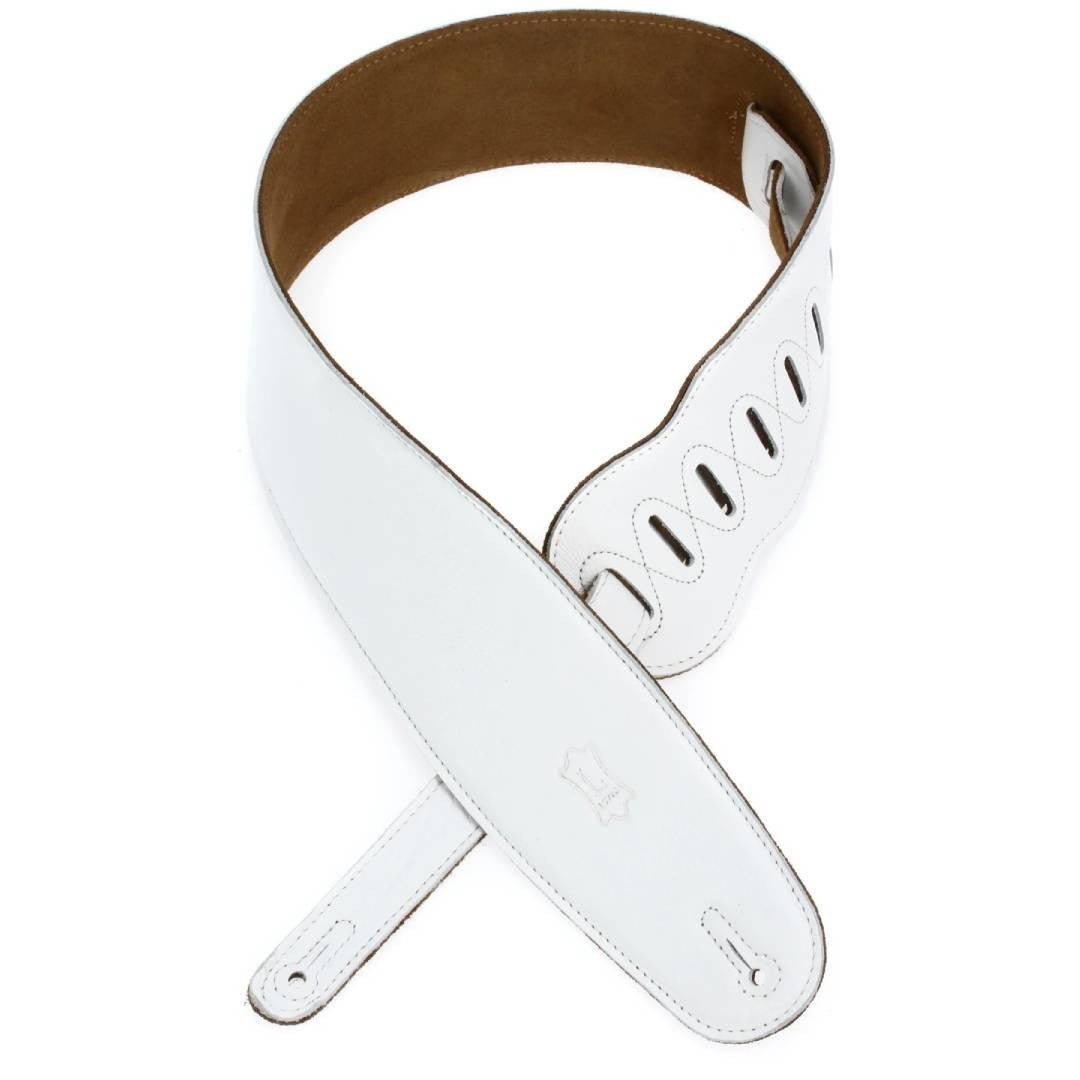 Levy's M4GF-WHT 3.5-inch Padded Garment Leather Bass Strap - White