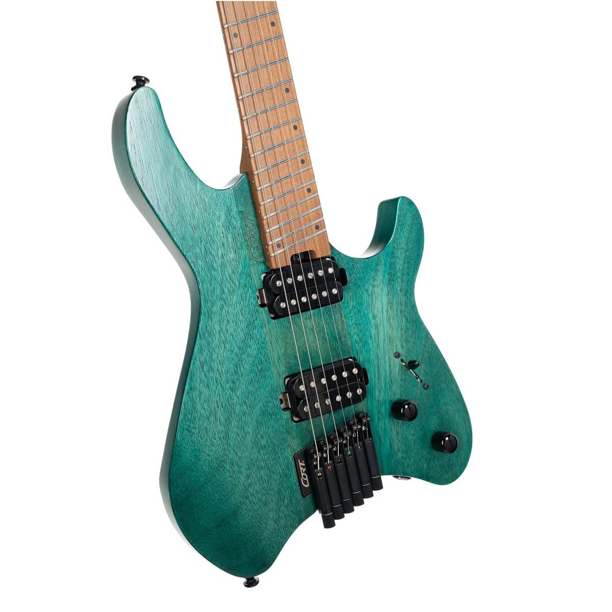 Cort Space G6MS Headless Guitar - Semi Gloss Turquoise with Bag
