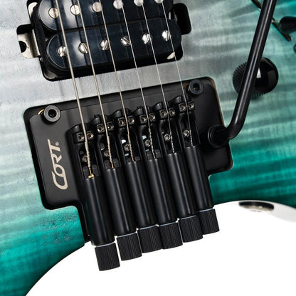 Cort Space G6TR Headless Guitar - Semi Gloss Lagoon with Bag