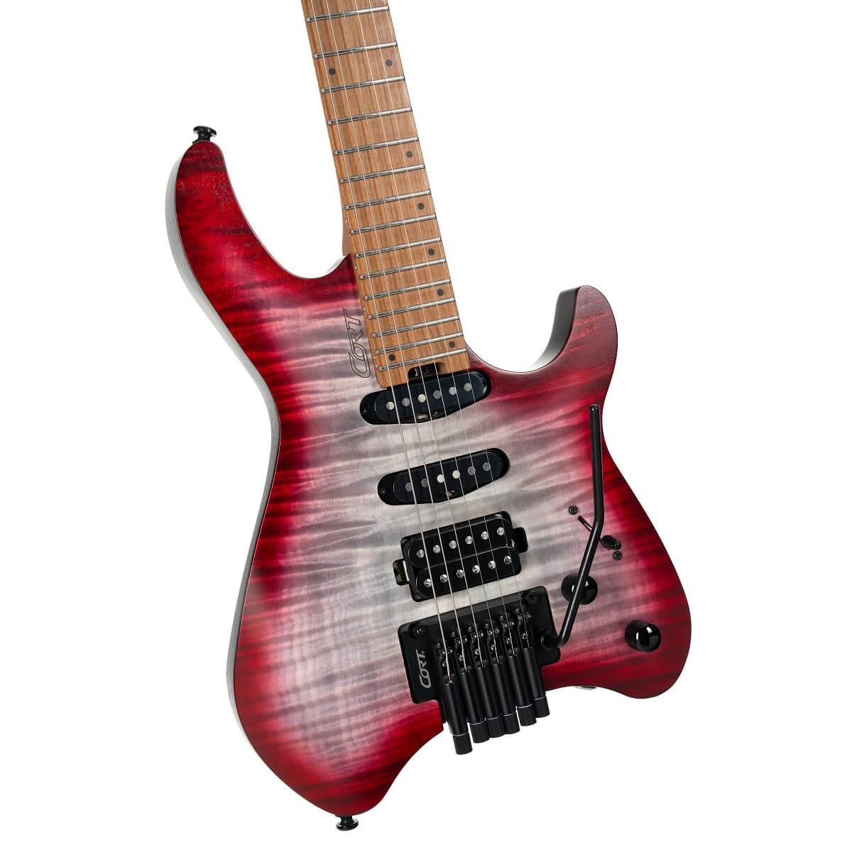 Cort Space G6TR Headless Guitar - Semi Gloss Lava with Bag