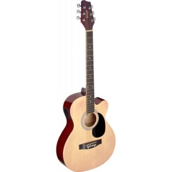Stagg SA20ACE NAT - 4/4 Cutaway Acoustic-Electric Guitar w/ Basswood Top (Natural) | Stagg Guitar for Beginners, Students & Stage