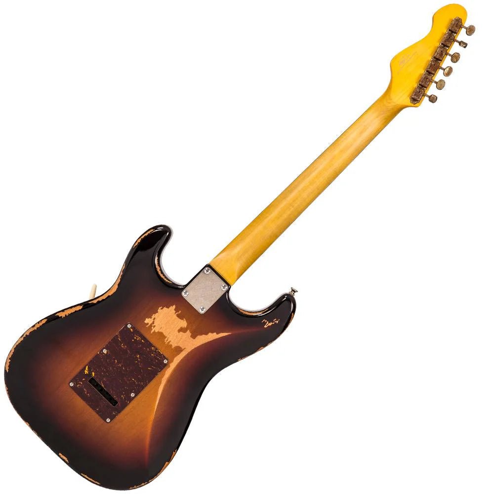 Vintage V6H ICON HSS Electric Guitar ~ Ultra - Gloss Distressed Sunset Sunburst - Fouche Guitars