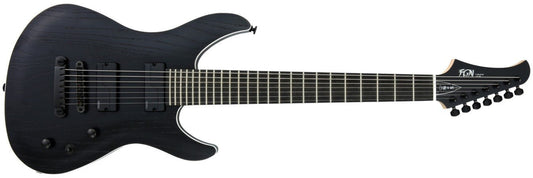 FGN MYTHIC JMY72ASHE SEVEN STRING IN OPEN PORE BLACK - Fouche Guitars