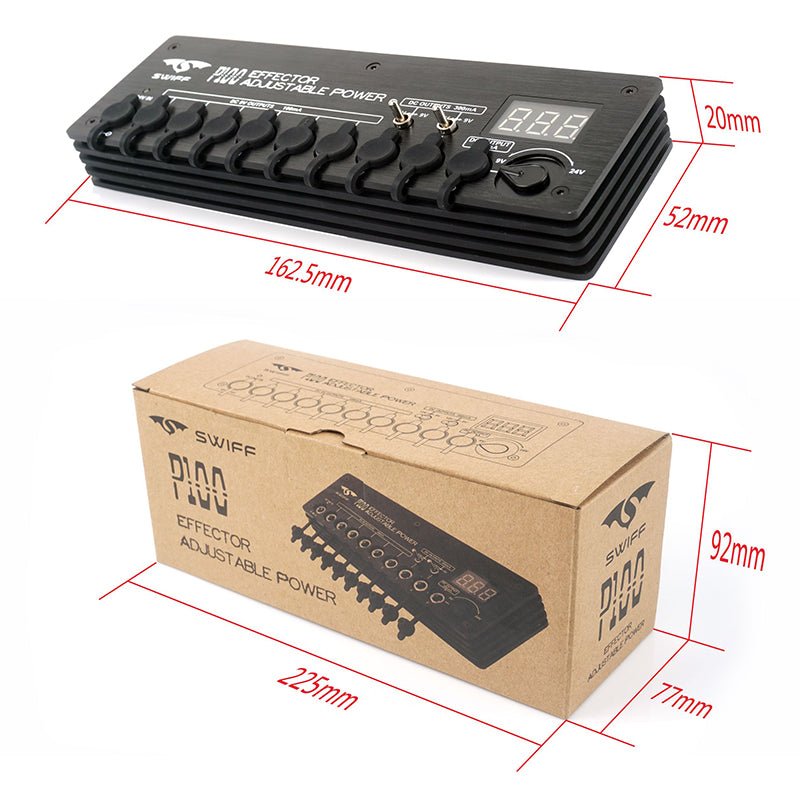 SWIFF AUDIO P100 ISOLATED POWER SUPPLY WITH REAL-TIME VOLTAGE DISPLAY - Fouche Guitars
